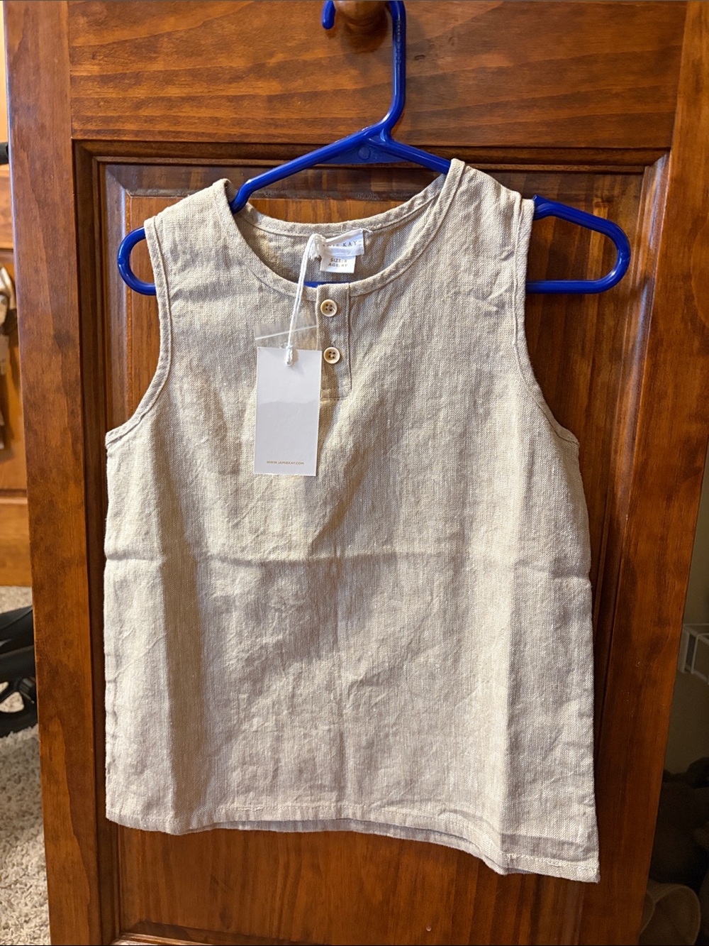 Jamie Kay Beige Linen-Blend Sleeveless Tank